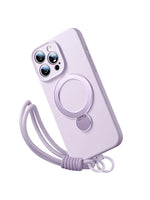 iPhone 16 Series Silicone MagSafe Case with Rotating Ring Holder Stand