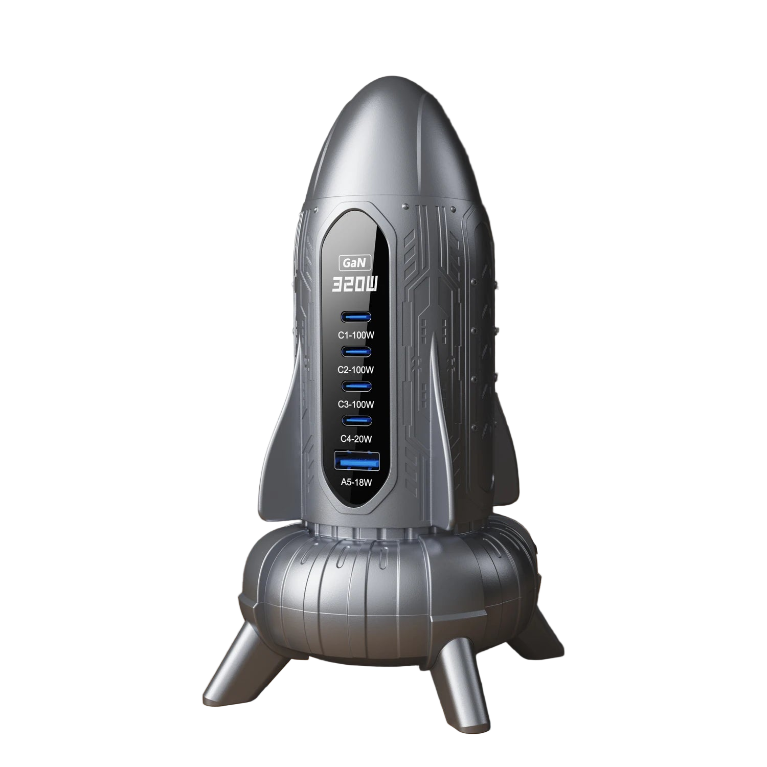 ASOMETECH Rocket Design 320W GaN USB-C Desktop Charger