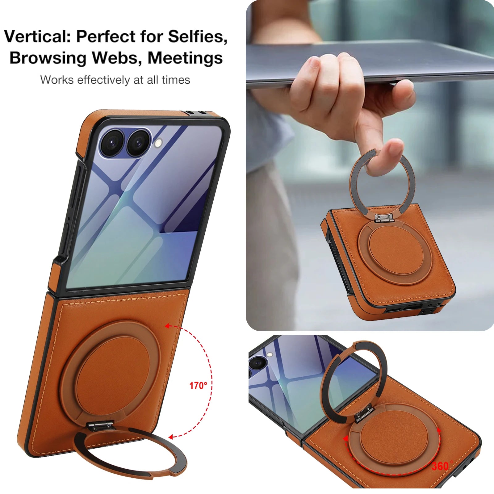 Business Leather Case with 360 Rotating Stand for Samsung Galaxy Z Flip 7