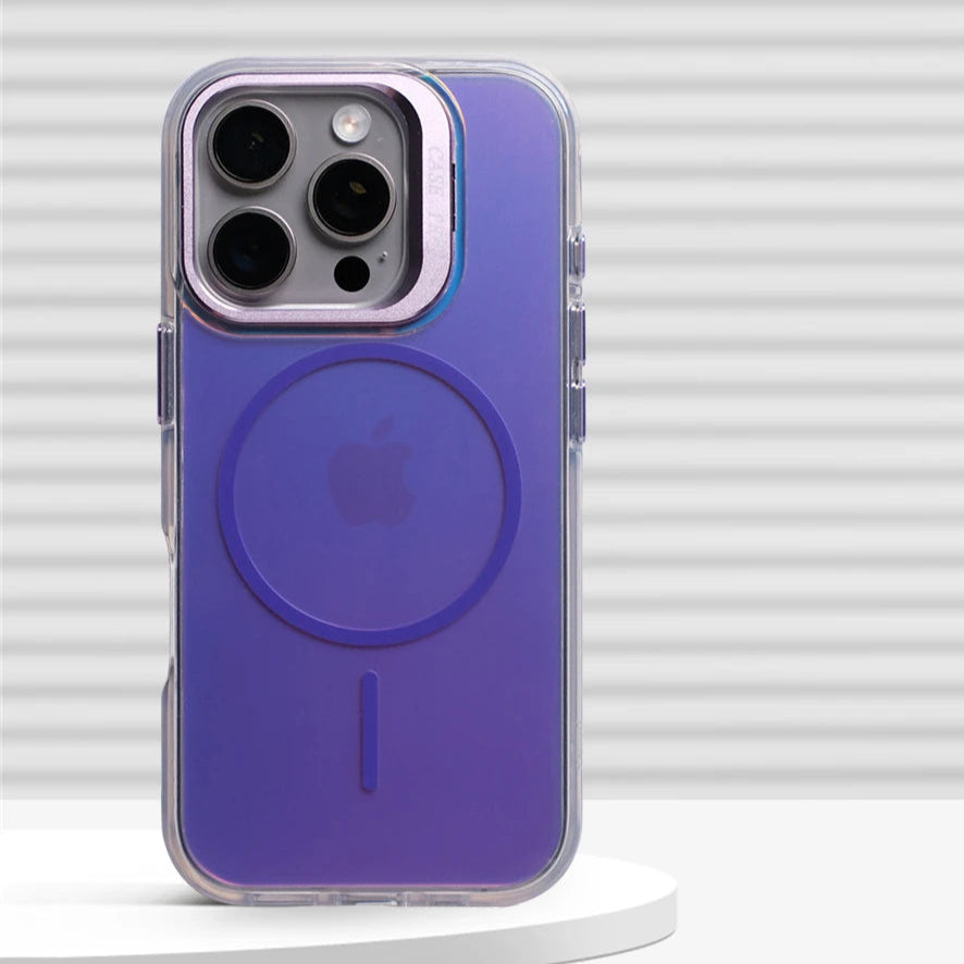 Premium Shockproof Laser Gradient MagSafe Case with Built-In Kickstand for iPhone 16 Series