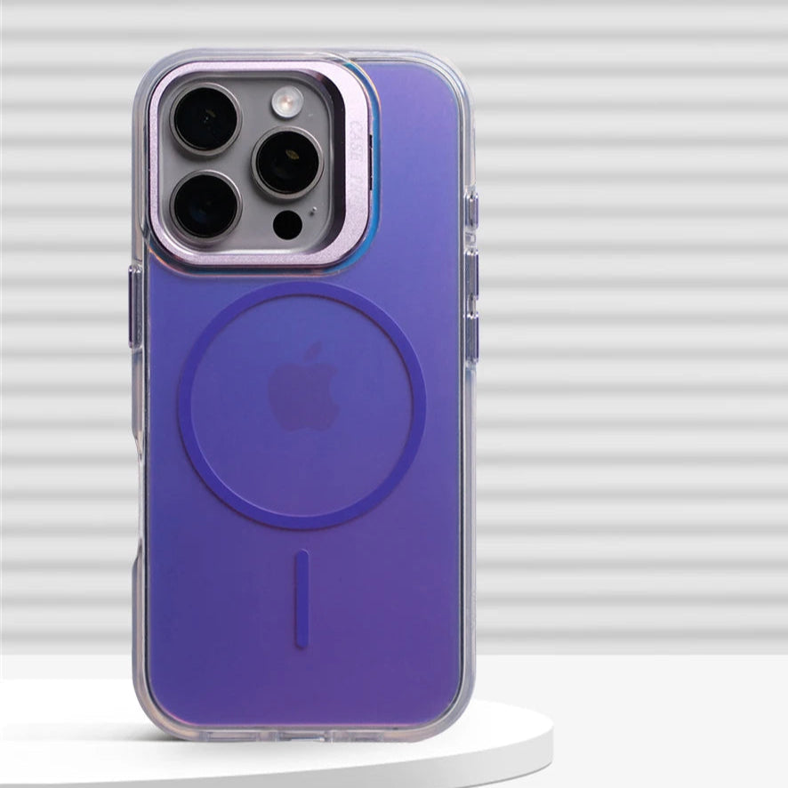 Premium Shockproof Laser Gradient MagSafe Case with Built-In Kickstand for iPhone 15 Series