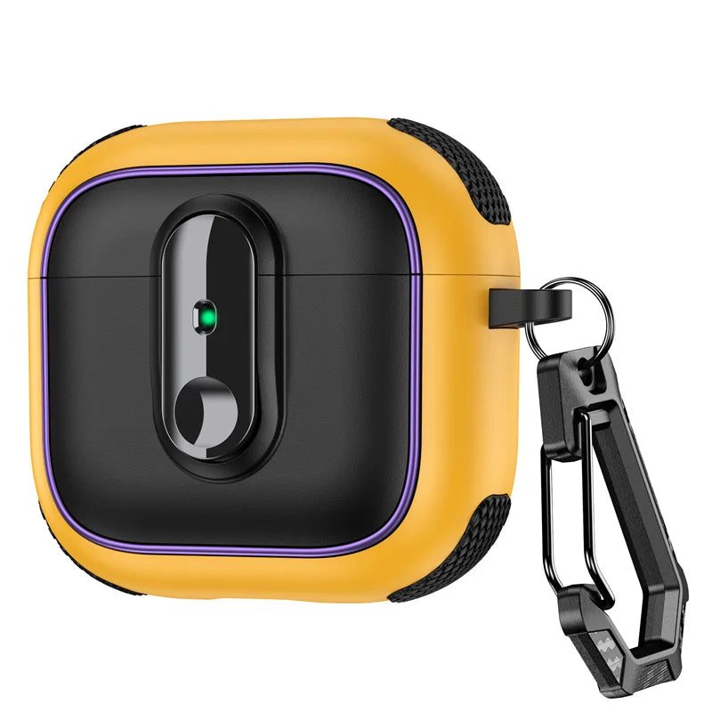 Shockproof Padded Case with Metal Carabiner Clip for AirPods 4