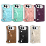 Embossed Floral Leather Case with Wrist Strap and Hinge Protection for iPhone Duo