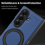 Samsung Galaxy Z Fold 7 Premium Leather Magnetic Case with Ring Stand