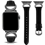Moon Shaped Rhinestone Leather Strap for Apple Watch