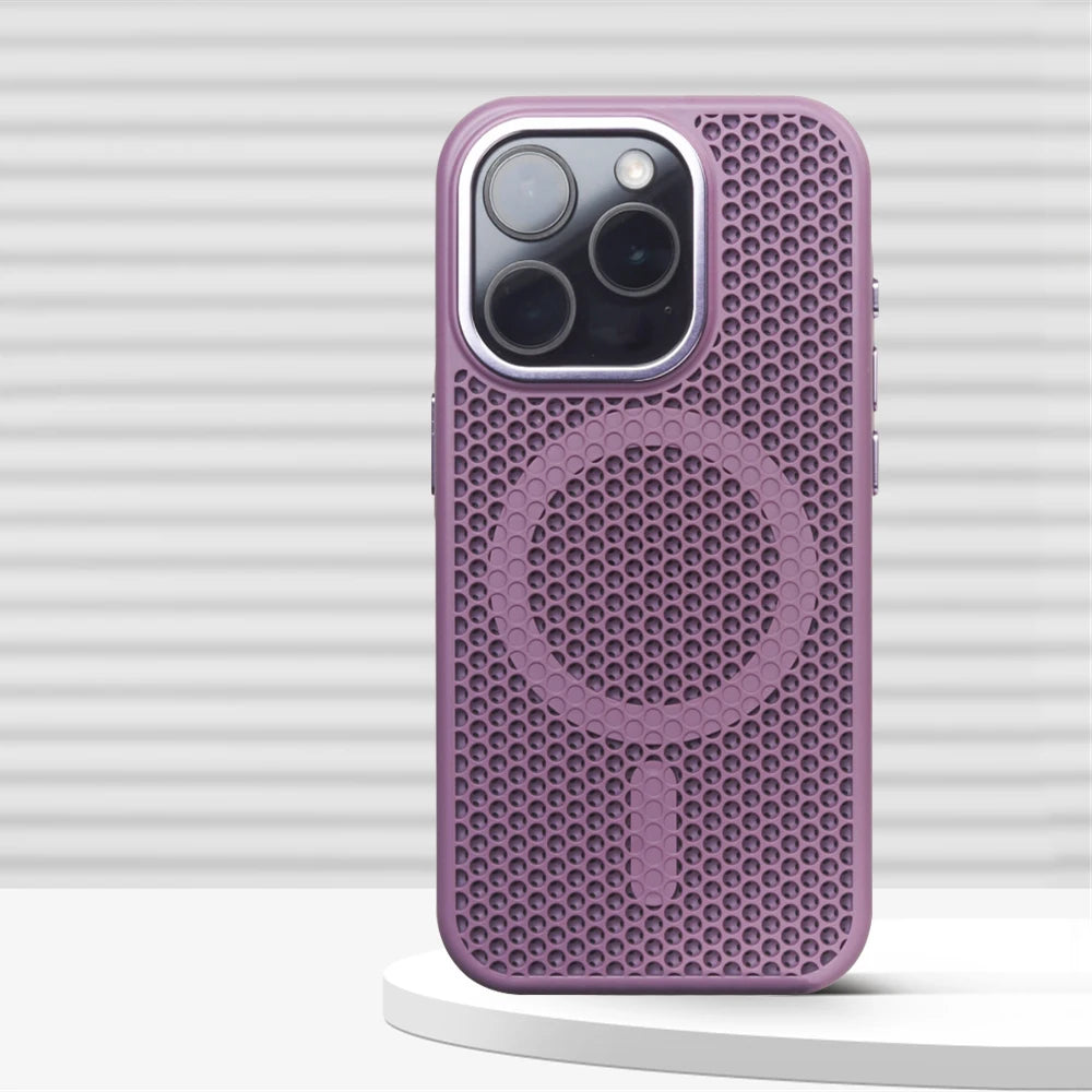 Honeycomb Grid Mesh Cooling Case with MagSafe for iPhone 15 Series