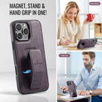PU Leather Magnetic Wrist Strap Holder with Stand for iPhone 16 Series