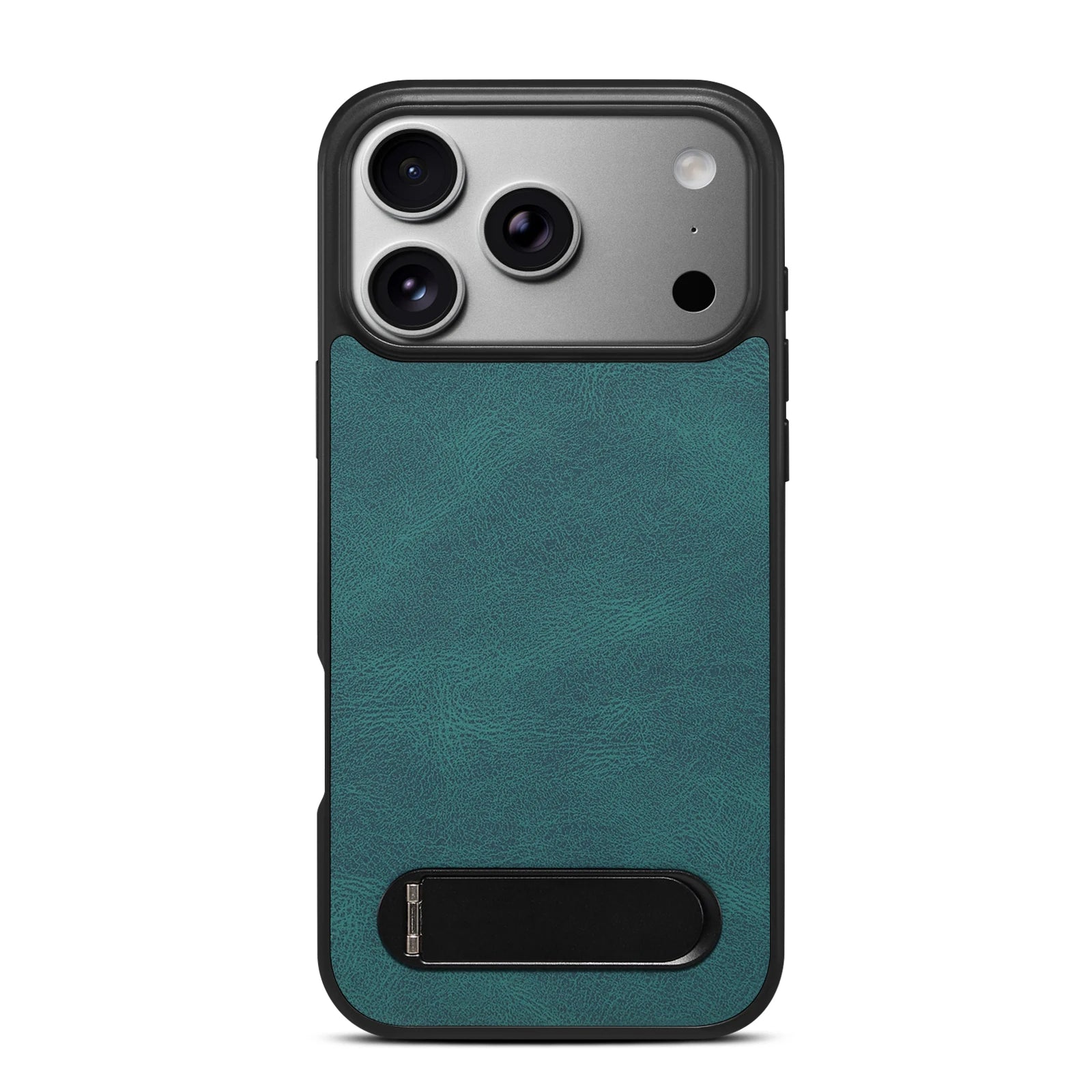 Luxury Retro PU Leather MagSafe Case with Metal Stand for iPhone 17 Series