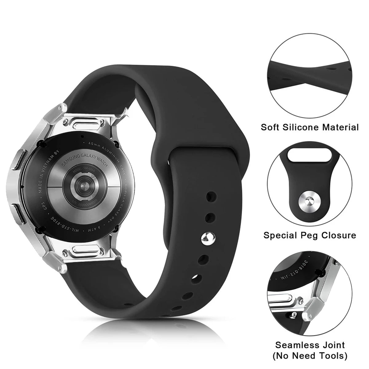 No Gaps Silicone Strap for Samsung Galaxy Watch 6 & Galaxy Watch 6 Classic