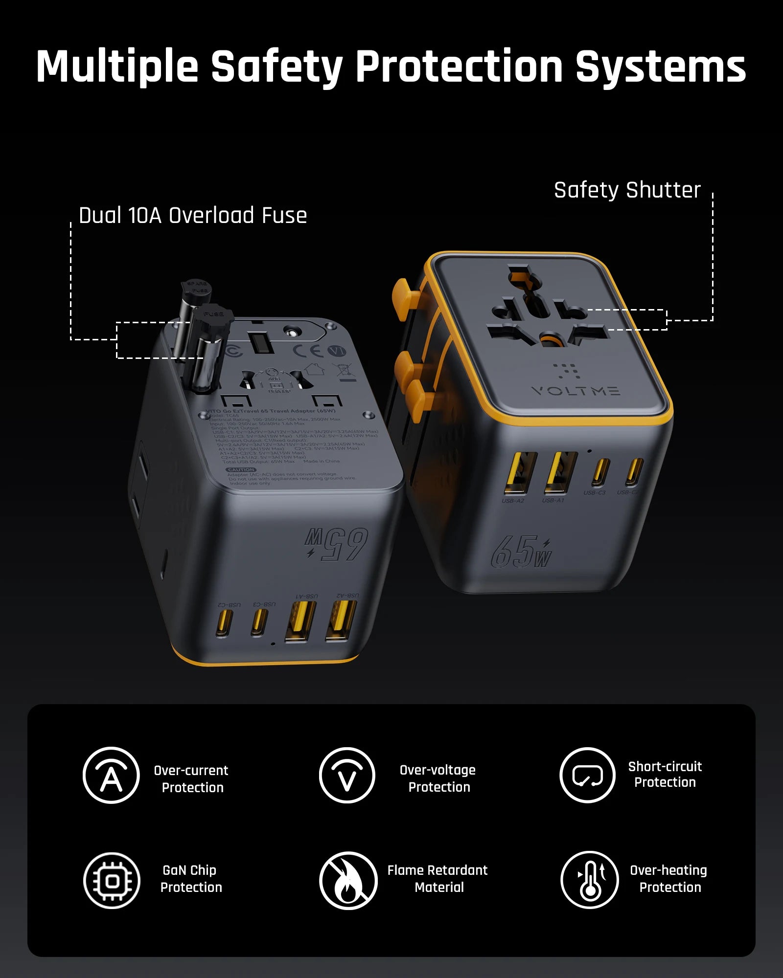 VOLTME 65W GaN 7-in-1 Universal Travel Adapter