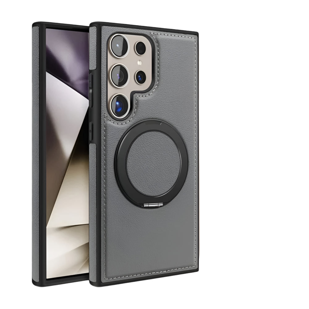 Samsung Galaxy S25 Series Leather Case with 360° Rotating Stand