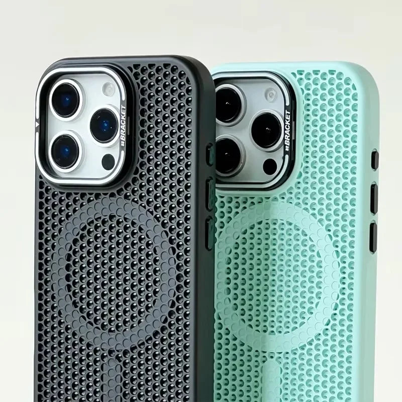 Shockproof Honeycomb Cooling MagSafe Case with Metal Lens Bracket for iPhone 15 Series