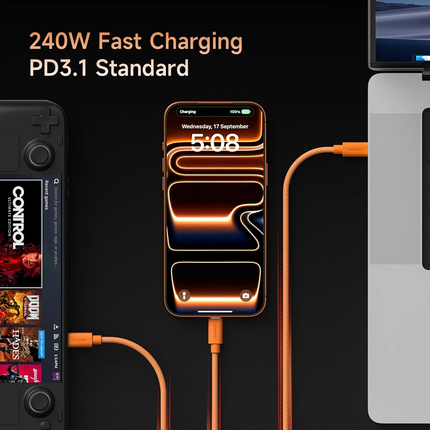 Hagibis 240W USB-C Fast Charging Cable