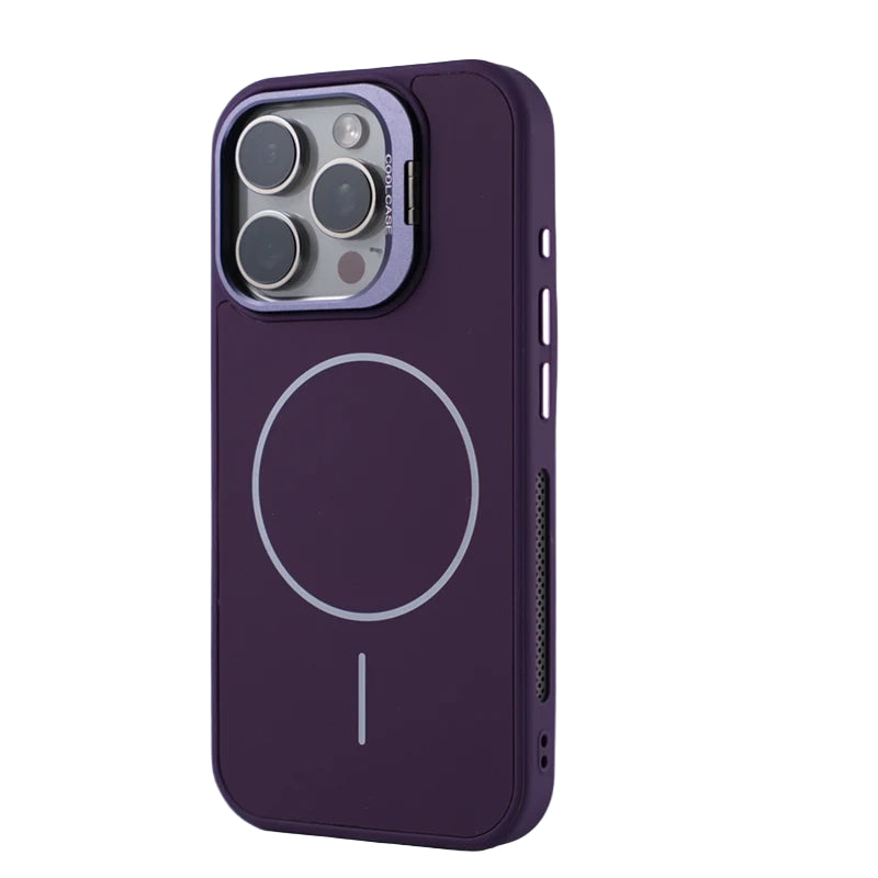 Matte Silicone MagSafe Case with Alloy Lens Kickstand for iPhone 16 Series