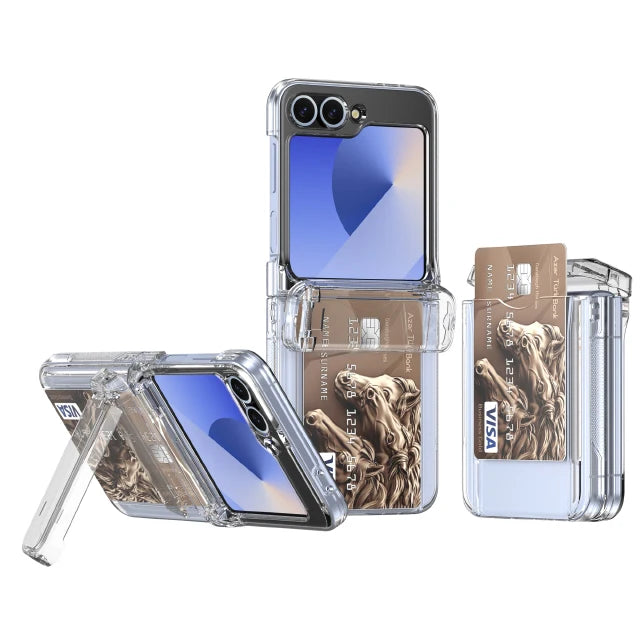 Shockproof Hard Shell Case with Magnetic Hinge Protection & Card Slot for Samsung Galaxy Z Flip 6