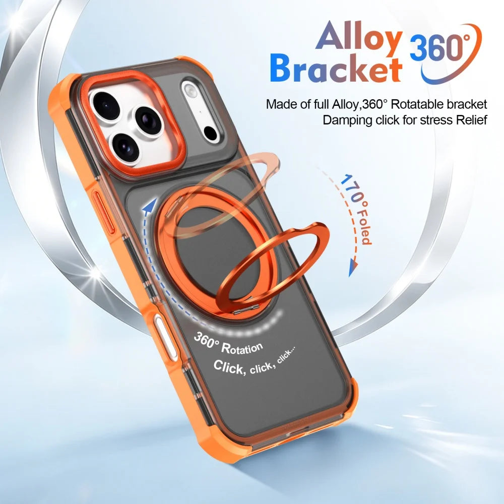 Matte Translucent MagSafe Case with 360° Rotatable Kickstand for iPhone 17 Series