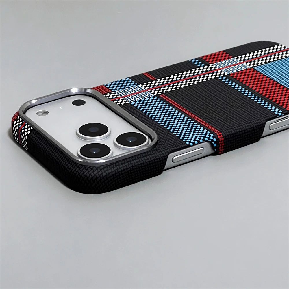 Colorful Carbon Fiber MagSafe Case with Metal Lens Frame for iPhone 17 Series