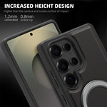 PU Leather & Silicone Ring Stand Magnetic Case for Samsung Galaxy S25 Series