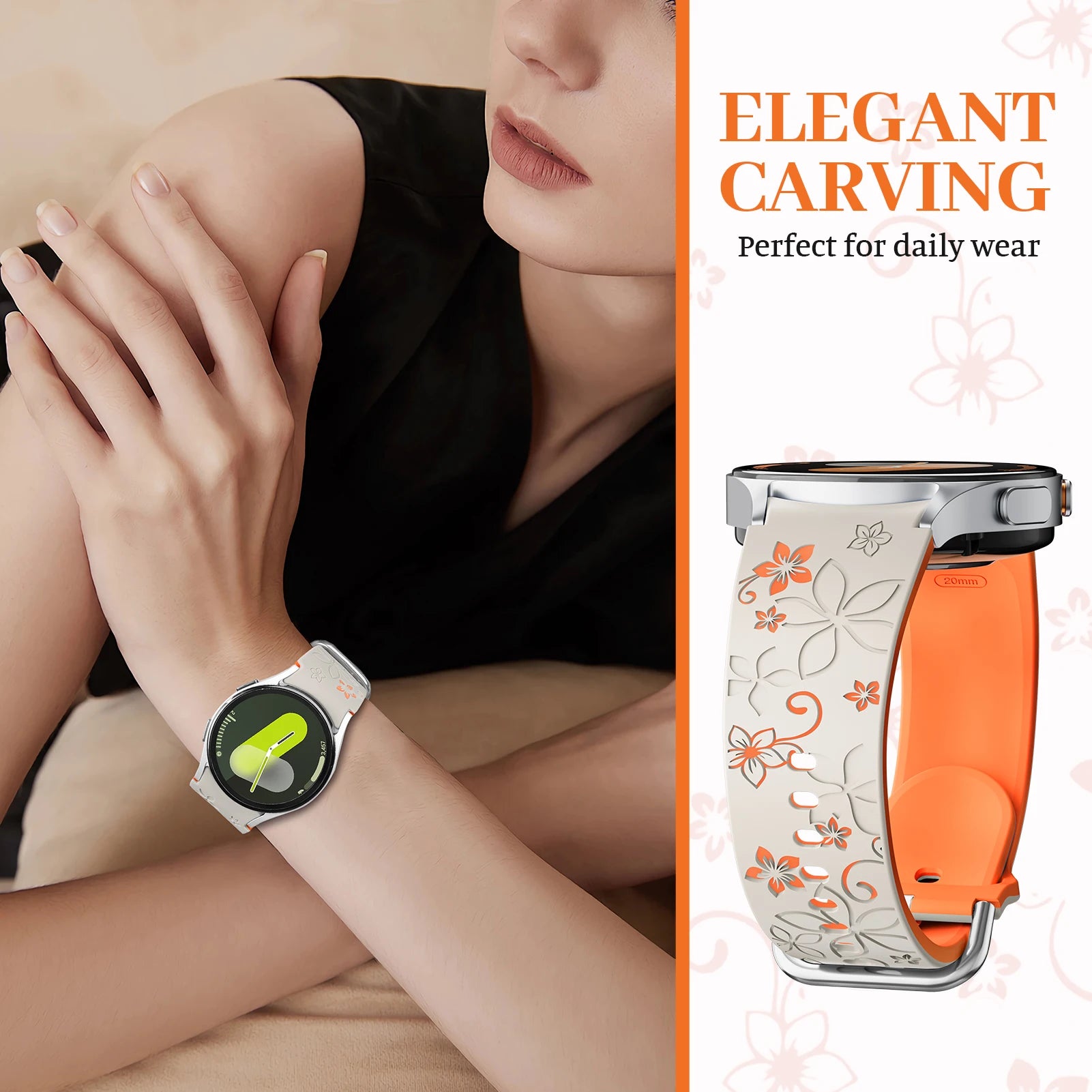 Engraved Silicone Sport Band for Samsung Galaxy Watch 6 & Galaxy Watch 6 Classic