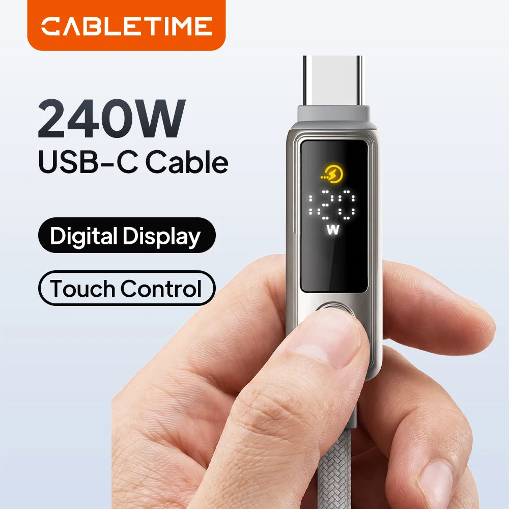 CABLETIME 240W USB-C Cable With Digital Display