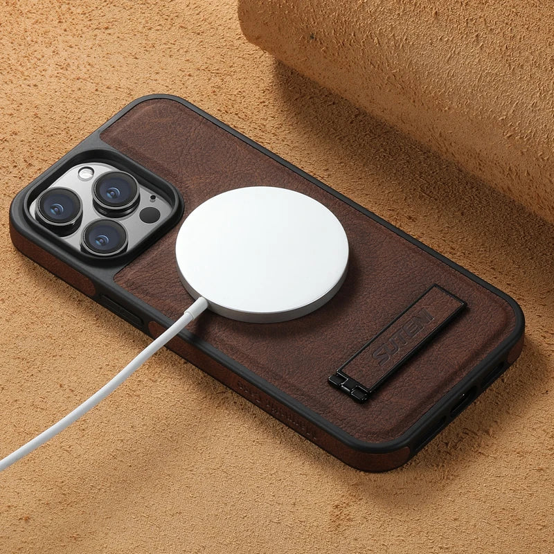 Lichee Pattern PU Leather Kickstand Case for iPhone 14 Series