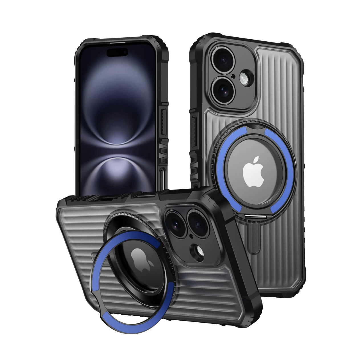 Shockproof Hard Armor MagSafe Case with Alloy Stand for iPhone 16 Series