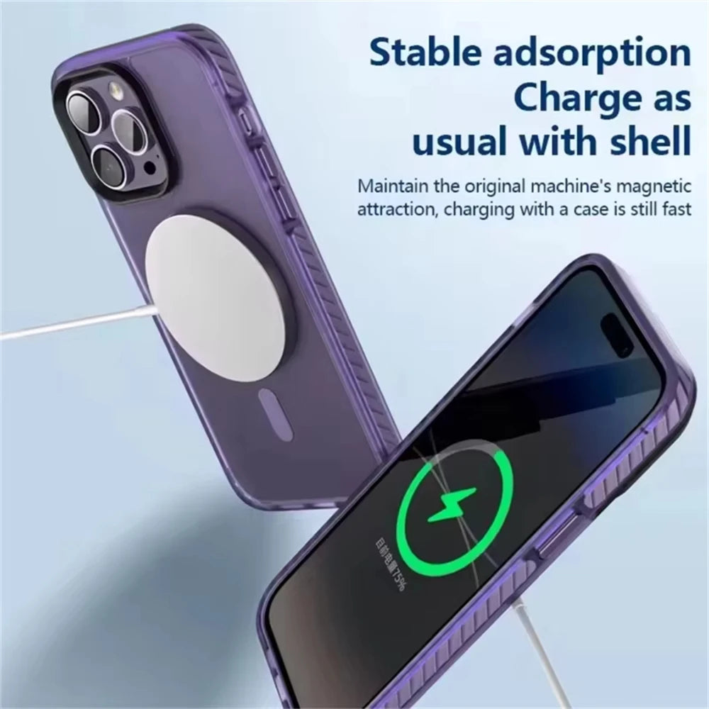 Durable Matte Translucent MagSafe Armor Case for iPhone 16 Series