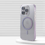 Transparent Frosted MagSafe Case with Oval Glitter Ring for iPhone 16 Series