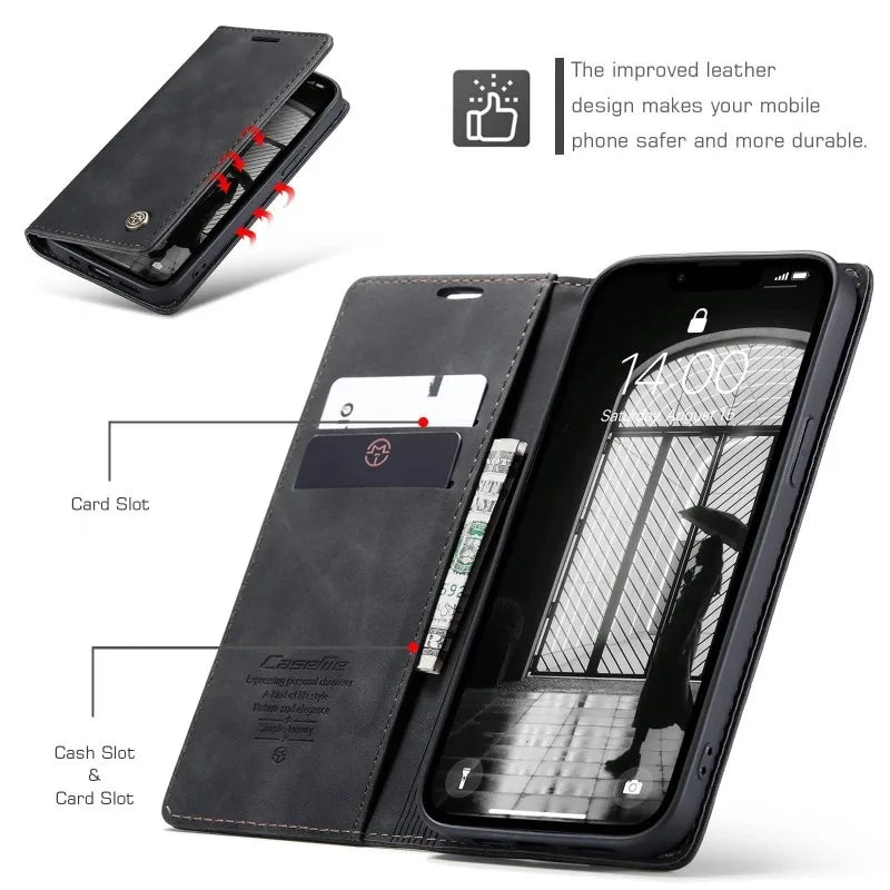 Shockproof Leather Flip Wallet Case for iPhone 16e