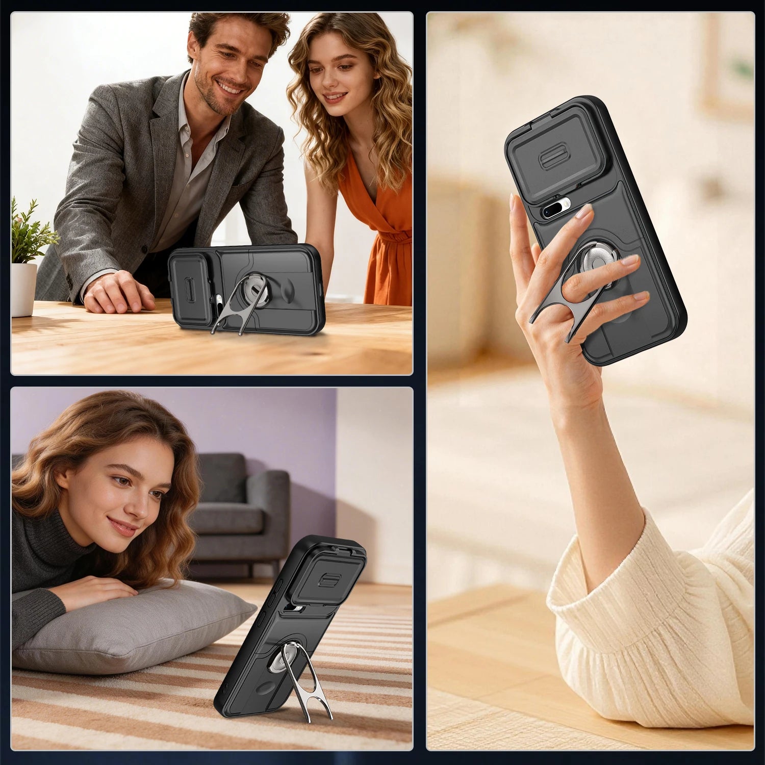Rugged Case with Ring Stand and Lens Cover for Xiaomi 17 Series