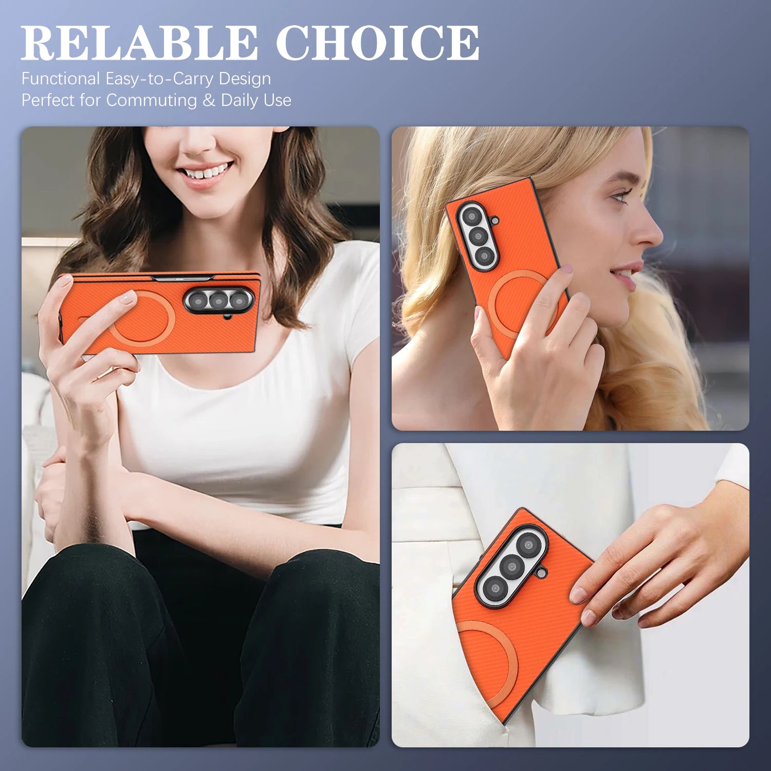 Carbon Fiber Magnetic Leather Case for Samsung Galaxy Z Fold 6