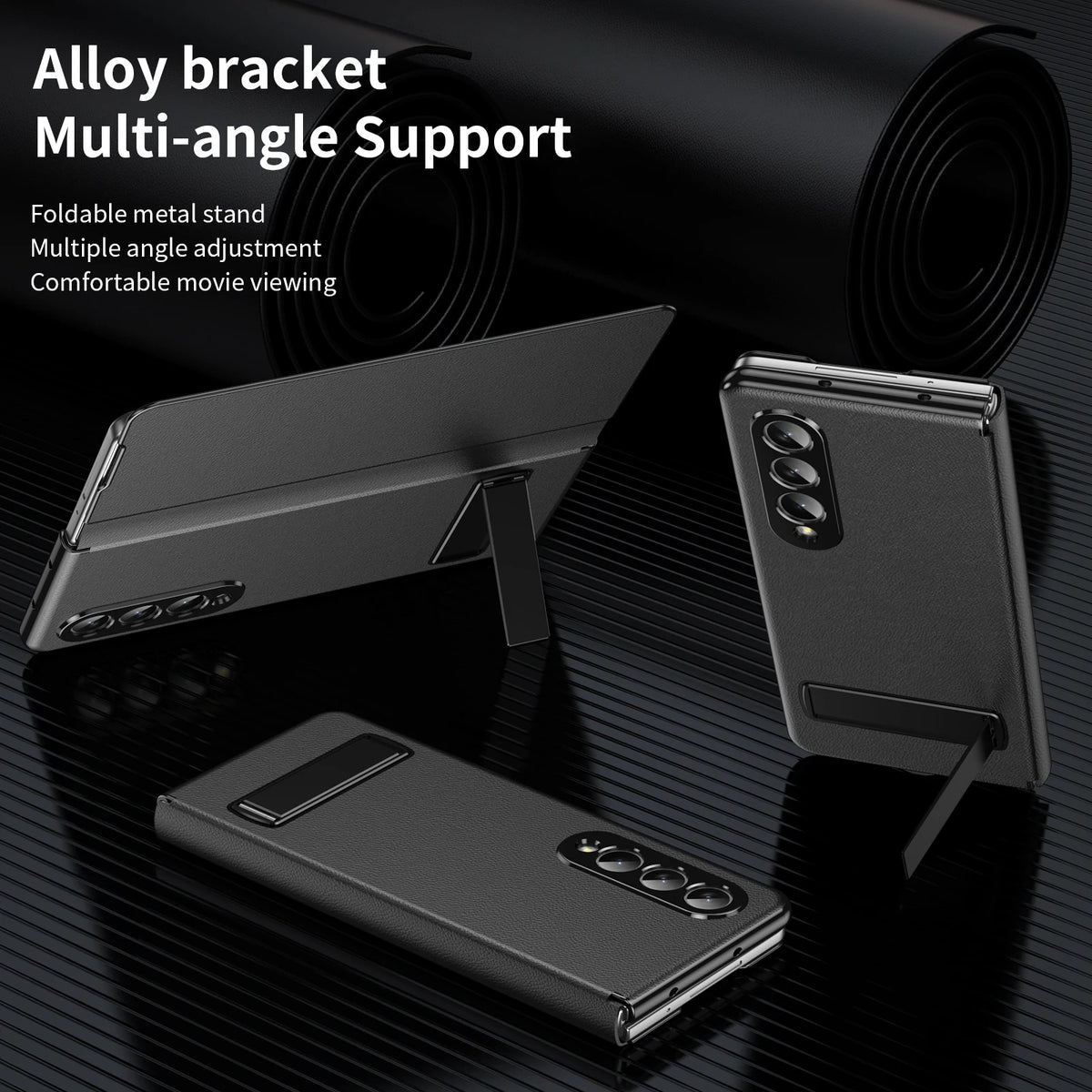 Textured Flip Case with Folding Metal Bracket Kickstand for Samsung Galaxy Z Fold 7