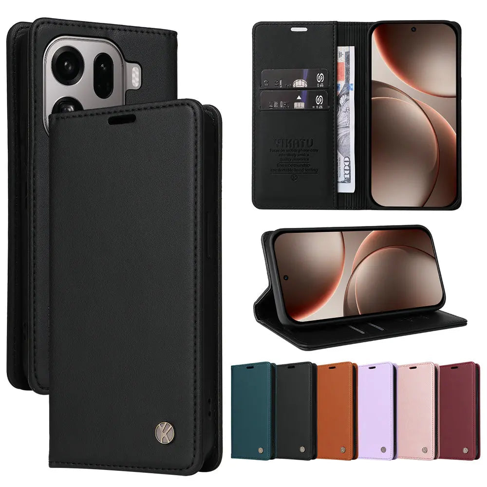 Premium Leather Book Case for OPPO Find X9 / X9 Pro