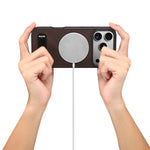 Luxury Retro PU Leather MagSafe Case with Metal Stand for iPhone 17 Series