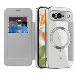 Google Pixel 9 Transparent Magnetic Flip Case with Leather Card Packet