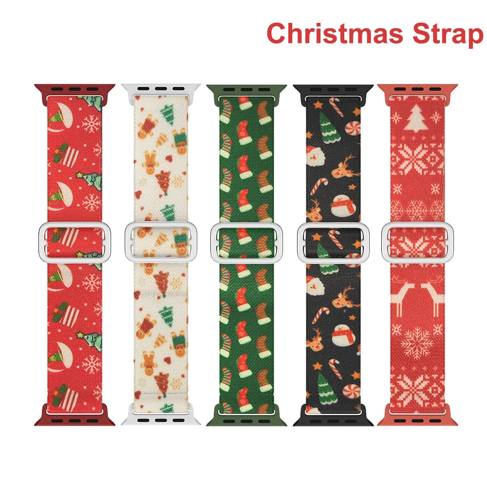 Christmas-Themed Elastic Band for Apple Watch