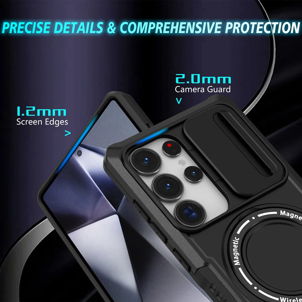Shockproof Magnetic Case Ring with Camera Protection Cover for Samsung Galaxy S25 Ultra
