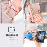Vegan Leather 4-Card Kickstand Wallet Case with Zippered Coin Pocket for iPhone Duo