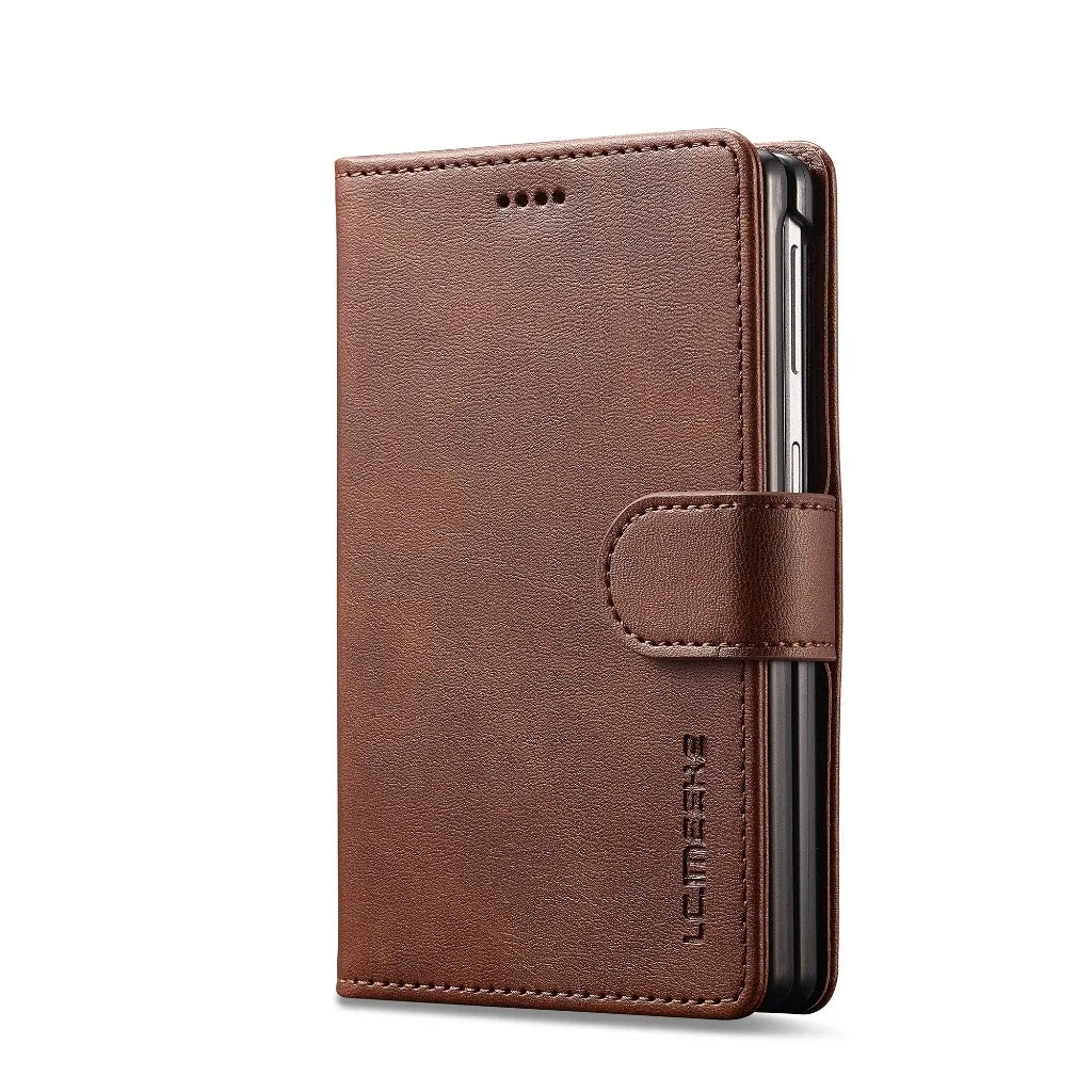 Hand-Stitched Leather Wallet Case with Kickstand for Samsung Galaxy Z Fold 8