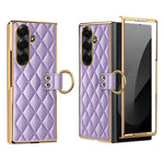 Diamond Grid Leather Magnetic Case with Ring Holder for Samsung Galaxy Z Fold 8 Ultra