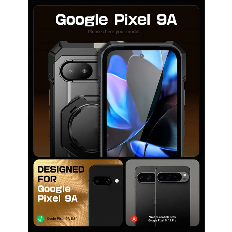 Military-Grade Full-Body Magnetic Case with Built-in Screen Protector for Google Pixel 9A