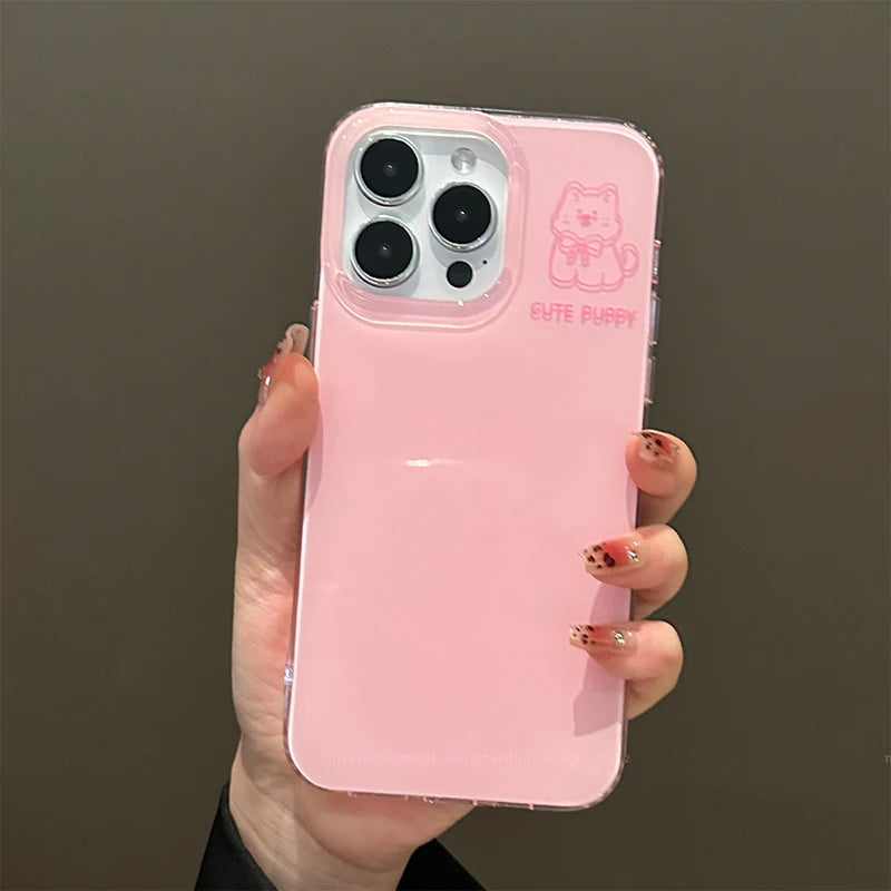 Cute Puppy Cartoon TPU Shockproof Case for iPhone 15 Series