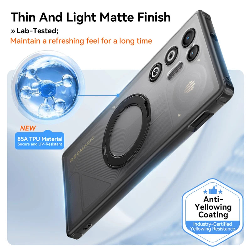 Shockproof Translucent Magnetic Case with Kickstand for ZTE Nubia Red Magic 11 Pro / Pro Plus