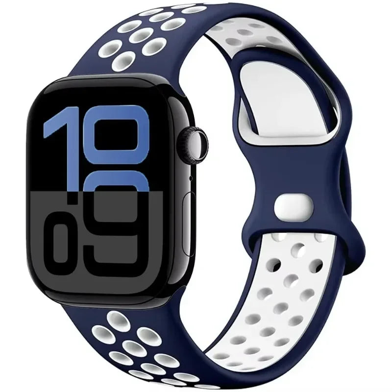 Breathable Silicone Band with Perforated Ventilation for Apple Watch