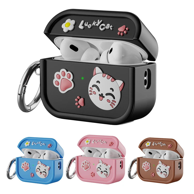 3D Cute Lucky Cat Silicone Case for AirPods Pro