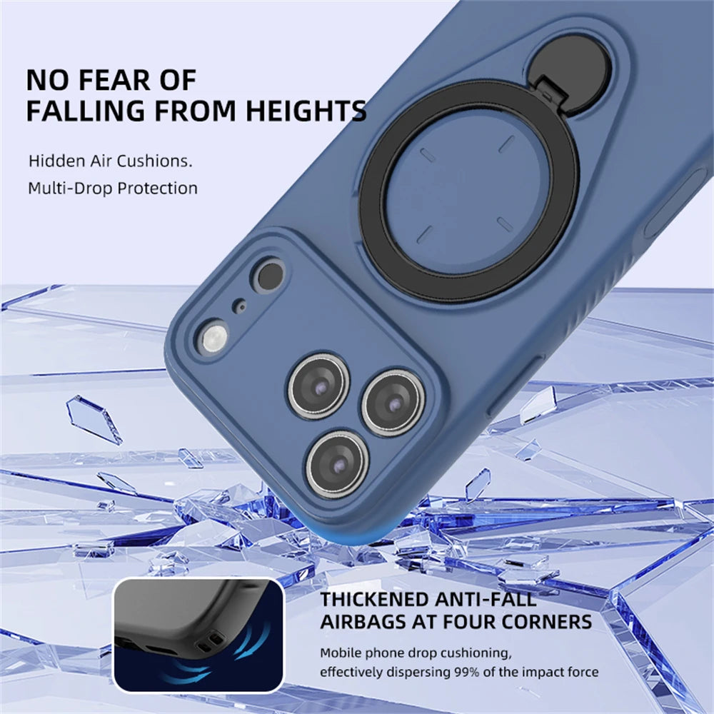 Premium Liquid Silicone MagSafe Case with Ring Stand for iPhone 17 Series