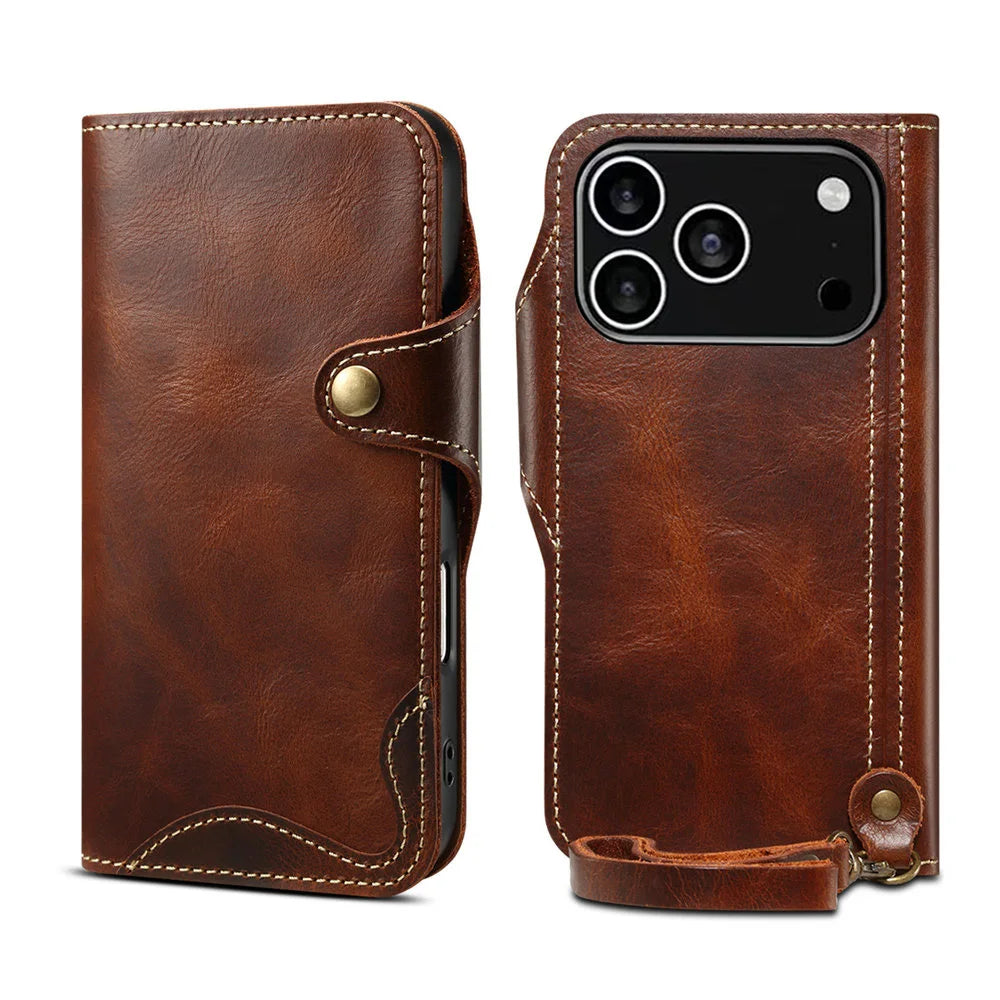 Premium Real Leather Book-Style Case for iPhone 17 Series