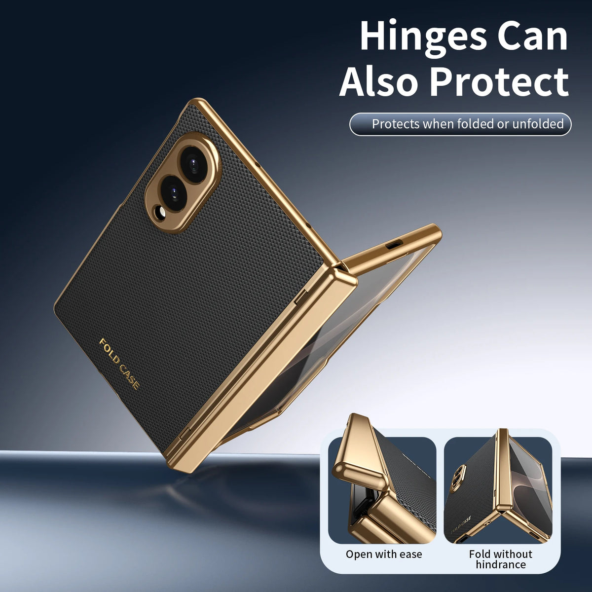 Synthetic Leather Hinge Protection Case with Tempered Glass Screen Protector for Samsung Galaxy Z Fold 8