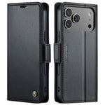 Pebbled Leather Magnetic Flip Wallet Case with Foldable Kickstand for iPhone 18 Series