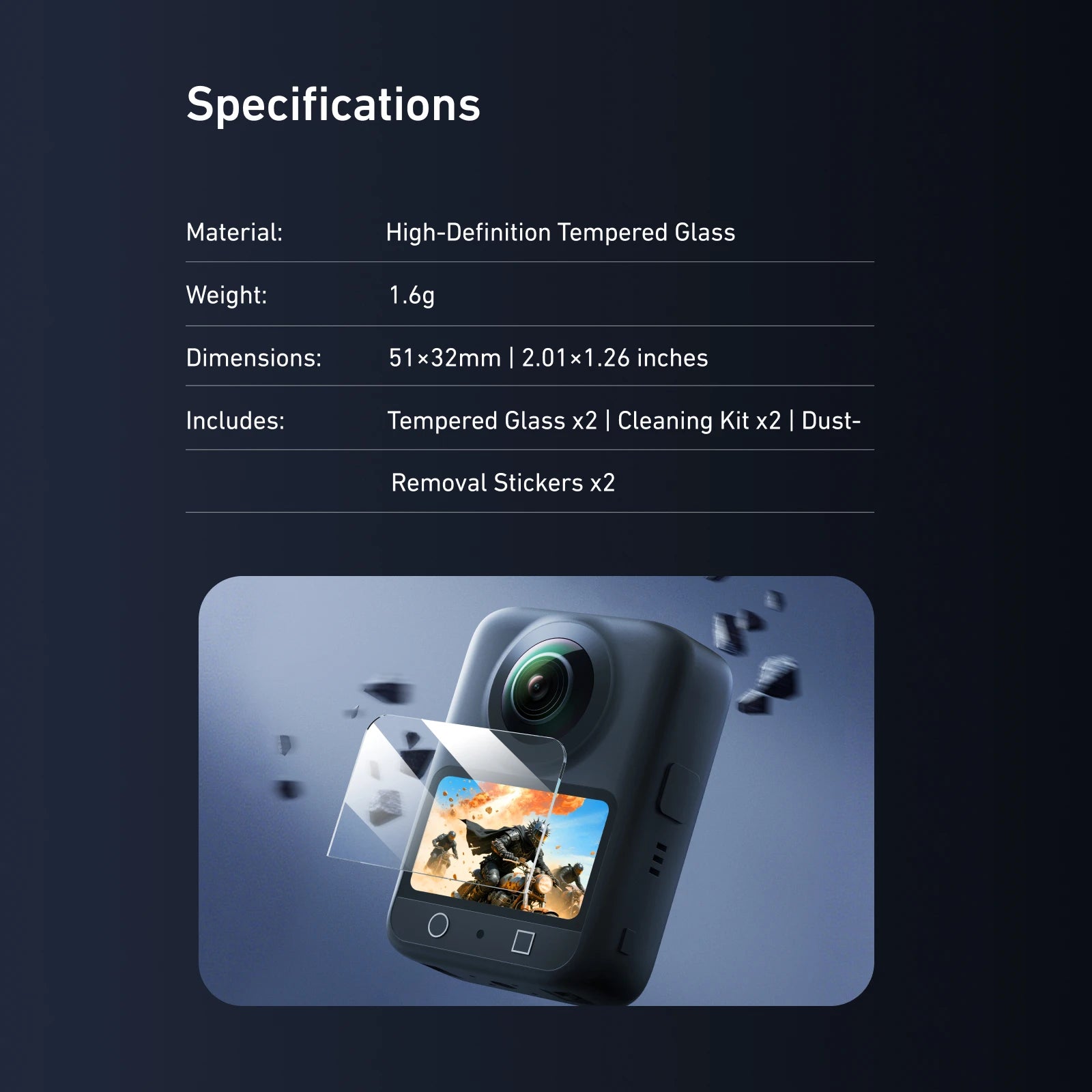Tempered Glass Screen Protector for DJI Osmo 360
